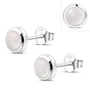 Rose Quartz Round Silver Stud Earrings, e423st